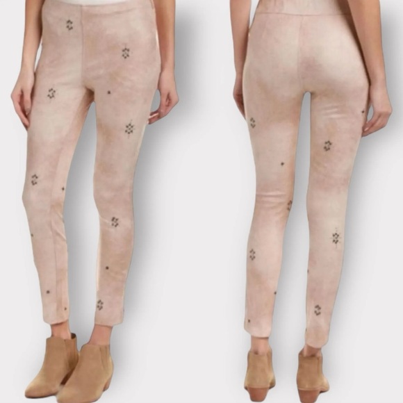 Free People Pants - Free People NEW sz 28 Medium Faux Suede Studded Leggings Neutral Bohemian Flirty